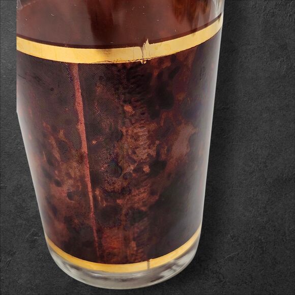 6 Vintage Culver Highball Glasses Tortoiseshell Brazilian Brown 22K Gold Barware - Picture 6 of 10